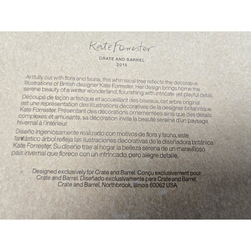 Kate Foresters Festive Wood Tree With Birds Crate and Barrel 2015 -NEW - Picture 5 of 5